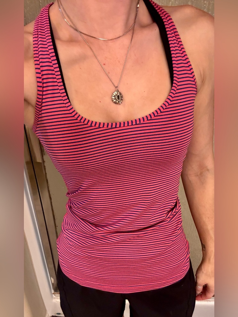 Lululemon Cool Racerback Tank Top Neon Pink Rugged Blue Hyper Stripe XS 2